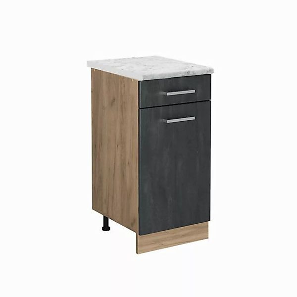 Vicco Unterschrank R-Line, Schwarz Beton/Goldkraft Eiche, 40 cm AP Marmor günstig online kaufen