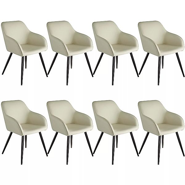 8er Set Stuhl Marilyn Stoff, schwarze Stuhlbeine - crème/schwarz günstig online kaufen