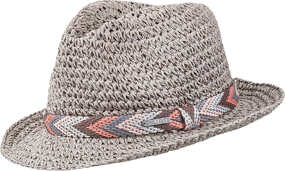 chillouts Strohhut knautschbarer Trilby mit Muster-Band günstig online kaufen