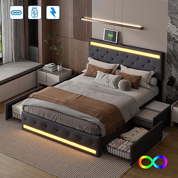 Furnishings Home Polsterbett Doppelbett Stauraumbett, Mit günstig online kaufen