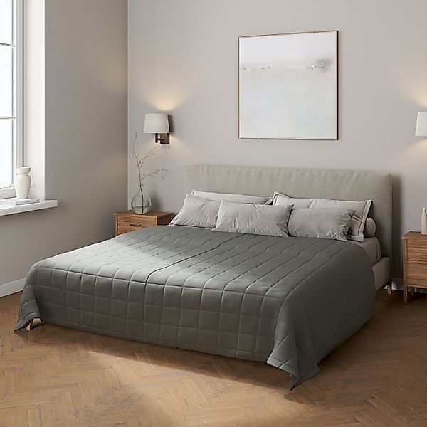 Tagesdecke mit Karosteppung, grau, Quadro (136-14) günstig online kaufen