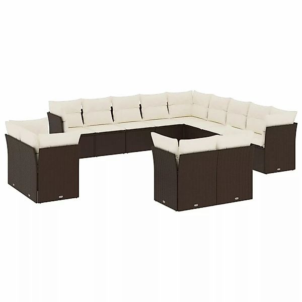 vidaXL 13-Tlg Garten-Sofagarnitur mit Kissen Braun Poly Rattan 3250392 günstig online kaufen