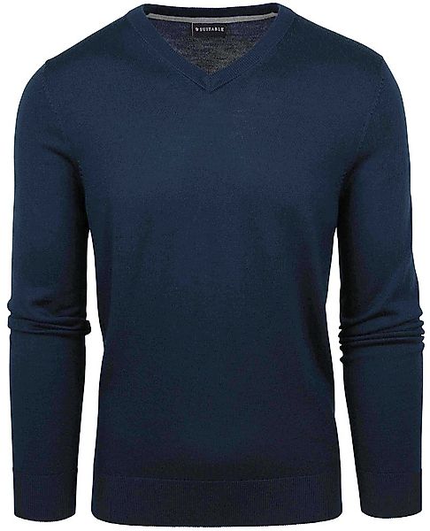 Suitable Merino Pullover V-Ausschnitt Navy - Größe M günstig online kaufen