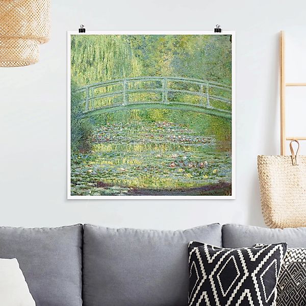 Poster - Quadrat Claude Monet - Japanische Brücke günstig online kaufen