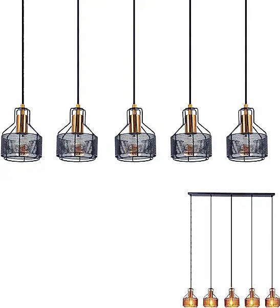 näve LED Pendelleuchte »FORO« E27 1 Stk. schwarz/golden günstig online kaufen