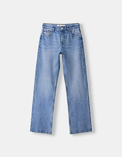 Bershka Straight Fit Jeans Bskteen 36 Ausgewaschenes Blau günstig online kaufen