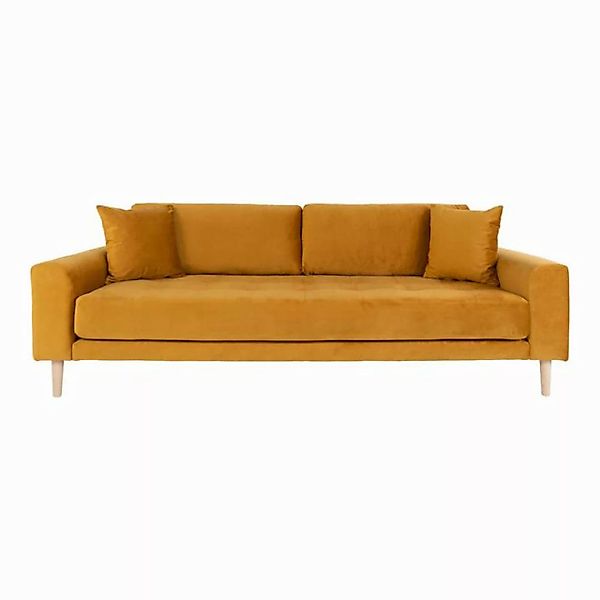 House Nordic 3-Sitzer Lido, in Senfgelb, Velour - 210x76x93cm (BxHxT) günstig online kaufen