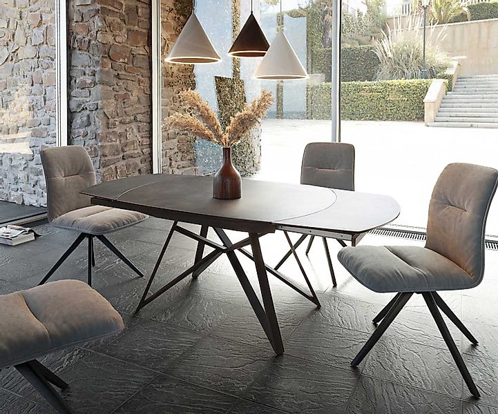 DELIFE Esstisch Carlow, Grau Keramik 130/200x95x76 günstig online kaufen