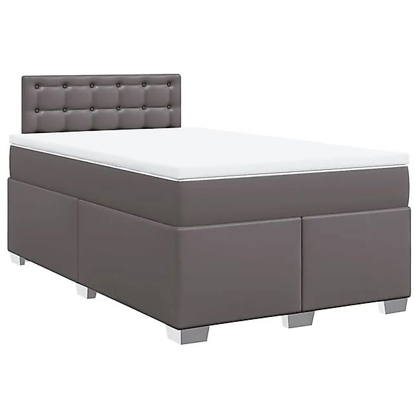 vidaXL Boxspringbett mit Matratze Grau 120x200 cm Kunstleder 3288418 günstig online kaufen