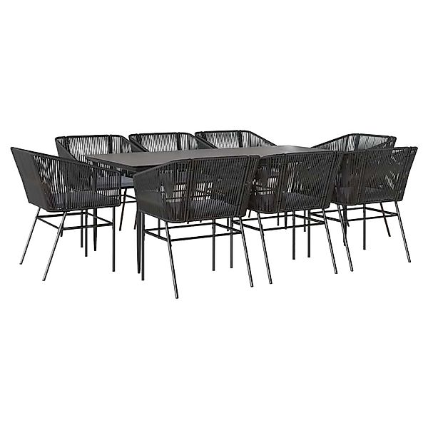 vidaXL 9-Tlg Garten-Essgruppe mit Kissen Schwarz Poly Rattan Glas 3334519 günstig online kaufen