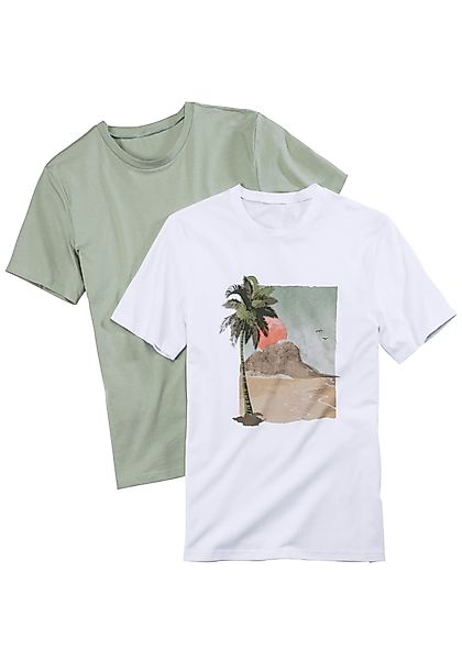 Beachtime T-Shirt, (Packung, 2 tlg.), Freizeitshirt mit Rundhals und Frontp günstig online kaufen