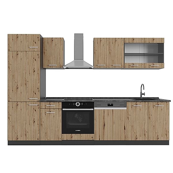 Vicco R-Line Küchenzeile Artisan Eiche/Anthrazit 300 cm ohne Arbeitsplatte günstig online kaufen