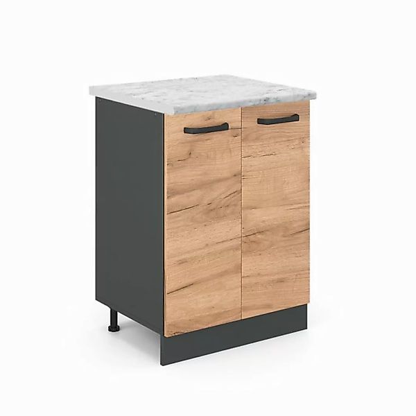 Vicco Unterschrank R-Line, Goldkraft Eiche/Anthrazit, AP Marmor günstig online kaufen