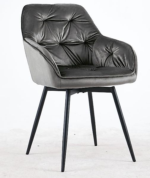 Esszimmerstuhl 1 Stück drehbar Gestell Metall Schwarz / Grau Velvet günstig online kaufen