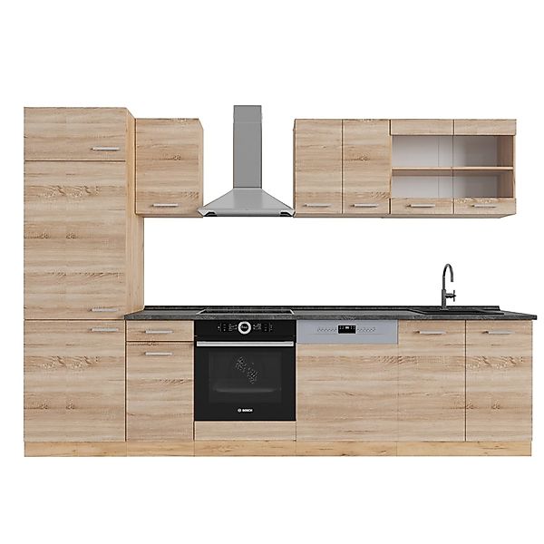 Vicco R-Line Küchenzeile Sonoma/Goldkraft Eiche 300 cm AP Anthrazit günstig online kaufen
