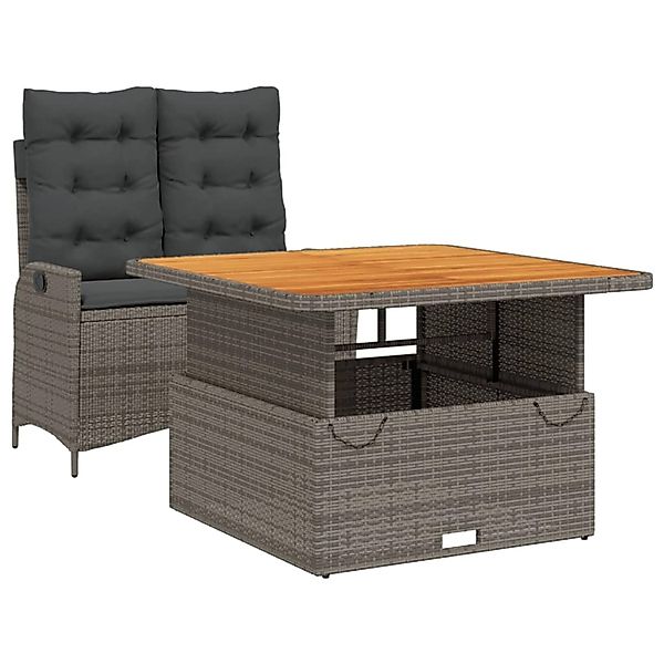 vidaXL 2-Tlg Garten-Essgruppe mit Kissen Grau Poly Rattan 3277463 günstig online kaufen