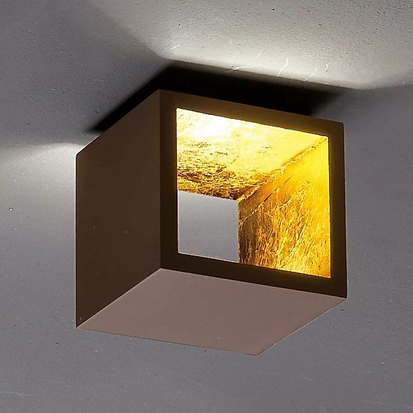 ICONE Cubò - LED-Deckenleuchte, 10 W, braun/gold günstig online kaufen