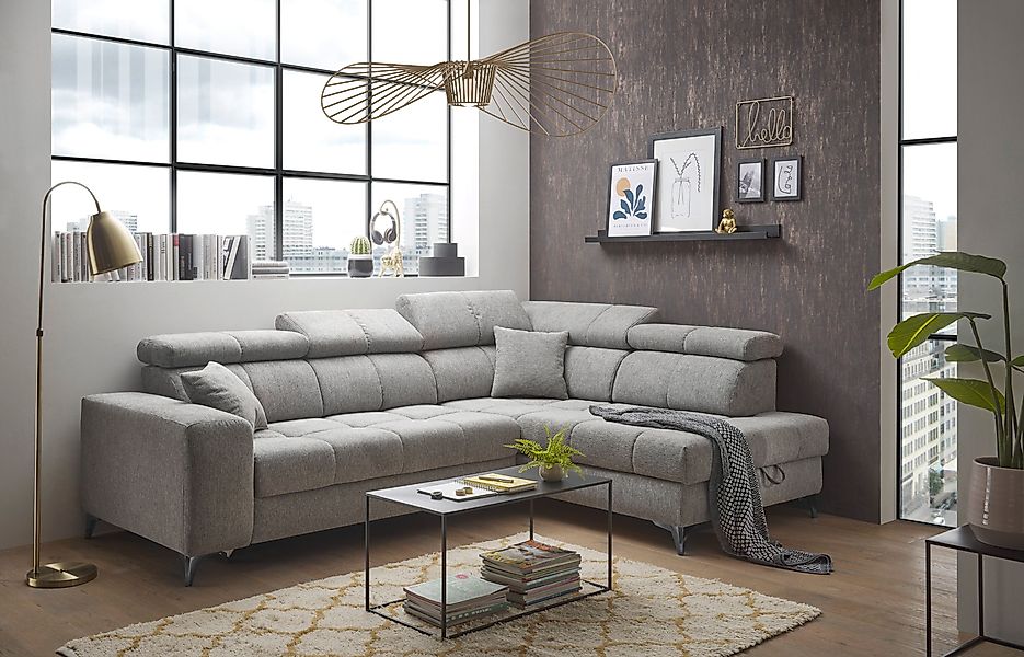 ED EXCITING DESIGN Ecksofa "Sydney L-Form", mit Bettfunktion, Bettkasten, K günstig online kaufen
