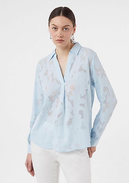comma Langarmbluse Bluse Semitransparente Jacquard-Bluse im günstig online kaufen