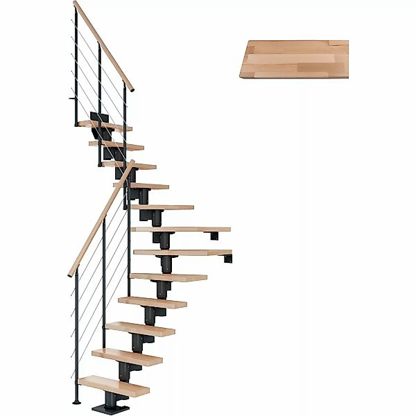 Dolle Mittelholmtreppe Dublin Buche Anthrazit GH bis 315 cm 1/4 Gewendelt 7 günstig online kaufen