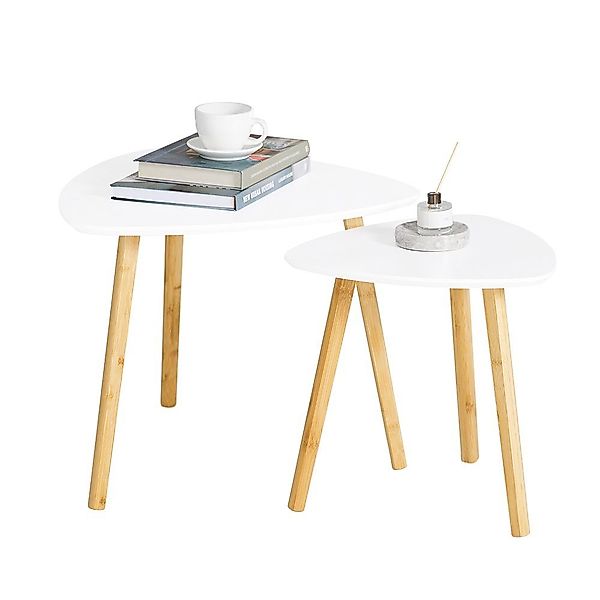 SoBuy Couchtisch 2er-Set Beistelltisch Satztisch fürs Wohnzimmer Weiß FBT74 günstig online kaufen
