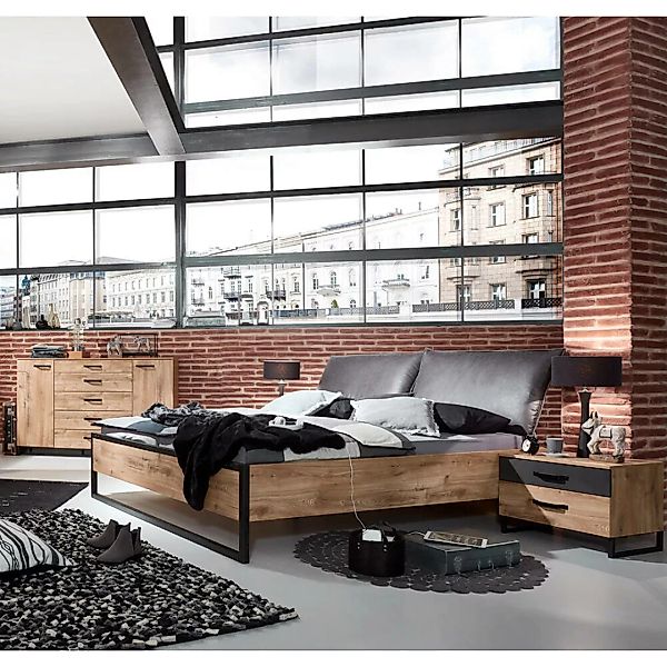 Schlafzimmer Set 4-tlg. DAVENPORT-43 mit Bett 160x200 in Eiche günstig online kaufen
