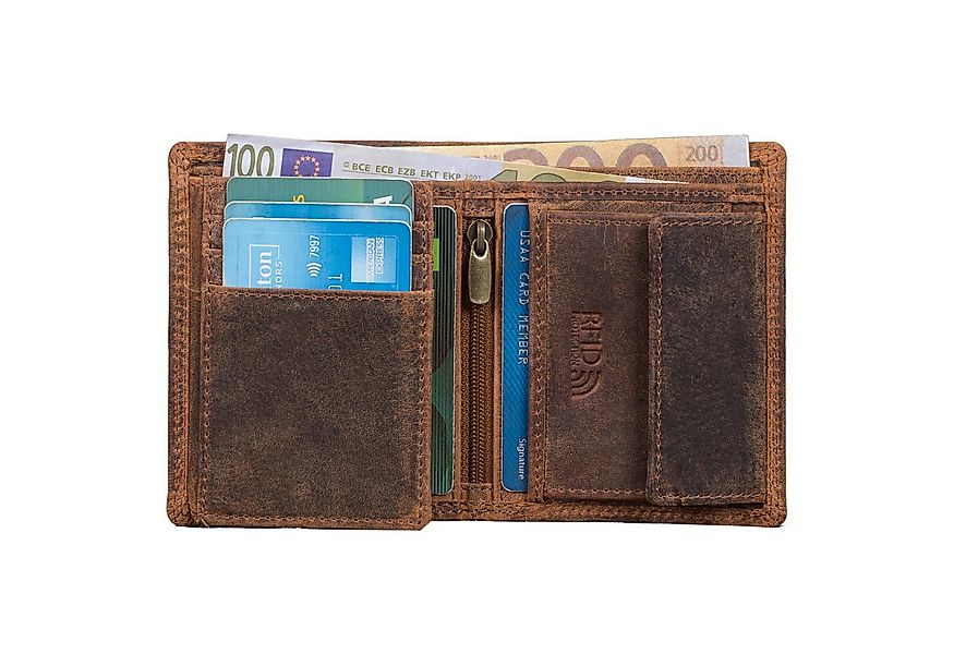 Benthill Geldbörse Herren Klein Echt-Leder Portemonnaie RFID Slim Gelbeutel günstig online kaufen