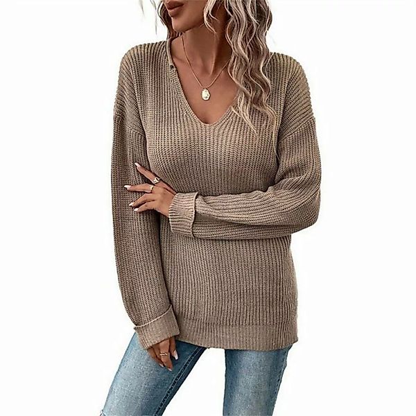 AFAZ New Trading UG Strickpullover Damen Pullover mit langen Ärmeln V-Aussc günstig online kaufen