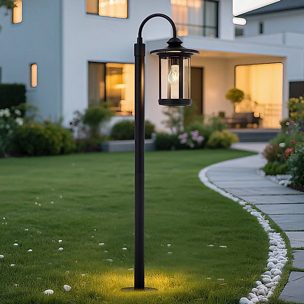 Lindby Wegeleuchte Zayn, schwarz, Glas, Höhe 109 cm, IP65 günstig online kaufen
