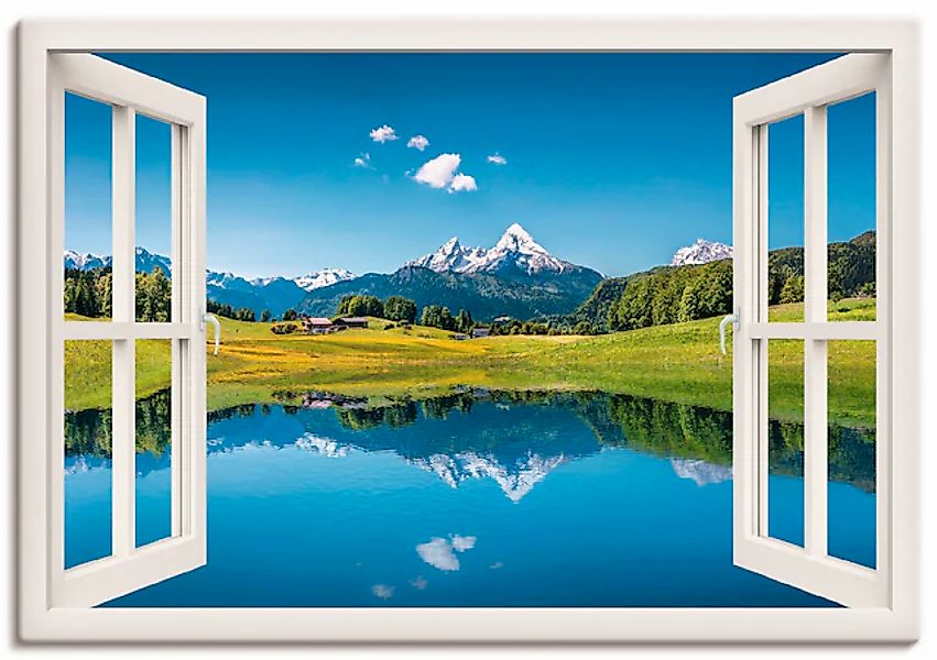 Artland Wandbild »Fensterblick Alpen und Bergsee« Berge 1 Stk. tlg. als Lei günstig online kaufen