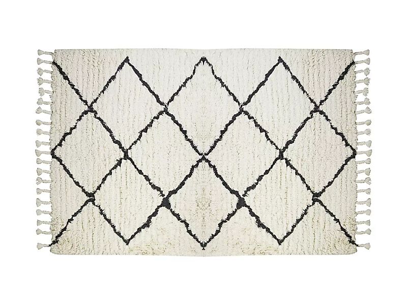 Teppich - 160 x 230 cm - 100% Baumwolle - Beige & Schwarz - MARCUS günstig online kaufen