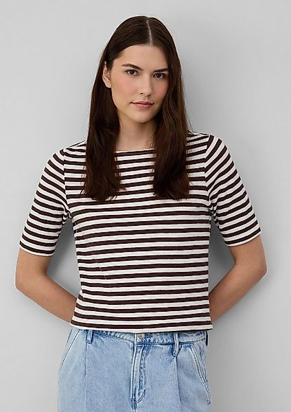 s.Oliver Kurzarmshirt T-Shirt Gestreiftes T-Shirt im Slim Fit mit Flammgarn günstig online kaufen