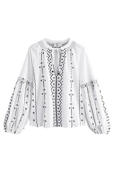 Next Langarmbluse Langärmelige Boho-Bluse mit Kontraststickerei (1-tlg) günstig online kaufen