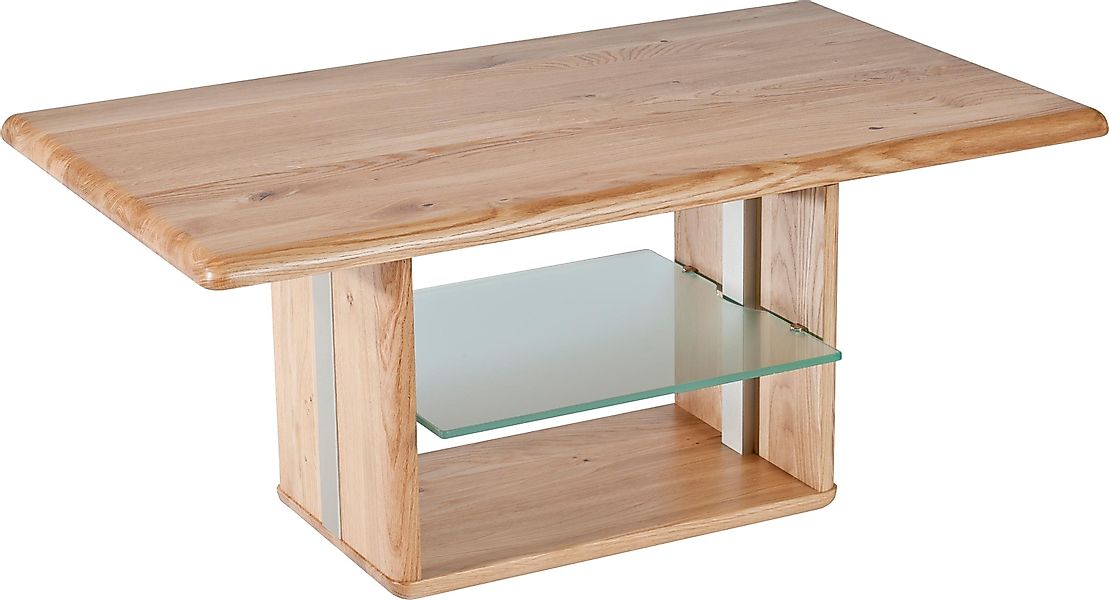 Vierhaus Couchtisch Viola, Massivholz, Ablage Glas günstig online kaufen