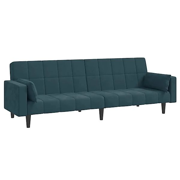 vidaXL Schlafsofa 2-Sitzer mit 2 Kissen Blau Samt 375846 günstig online kaufen