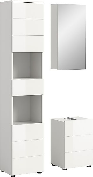 welltime Badmöbel-Set »Biel, Höhe 190 cm, Hochschrank, Unterschrank, Spiege günstig online kaufen