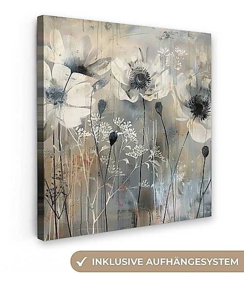 OneMillionCanvasses® Leinwandbild Blumen - Pflanzen - Grau - Abstrakt, Foto günstig online kaufen
