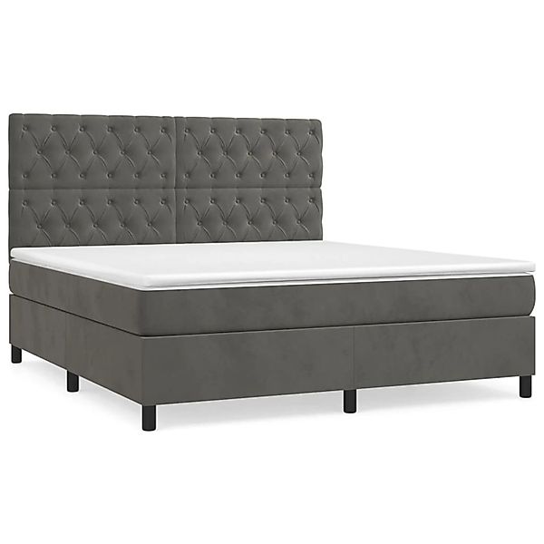 vidaXL Boxspringbett mit Matratze Dunkelgrau 160x200 cm Samt1395985 günstig online kaufen