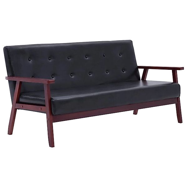 vidaXL Sofa 3-tlg. Sofagarnitur Schwarz Kunstleder günstig online kaufen