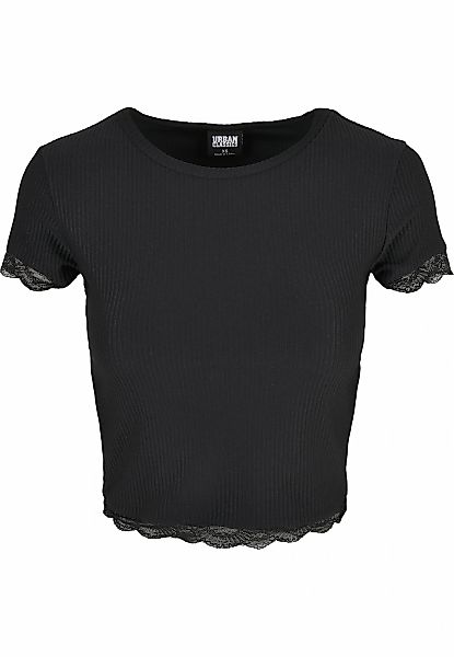 URBAN CLASSICS T-Shirt "Urban Classics Damen Ladies Cropped Lace Hem Tee" 1 günstig online kaufen