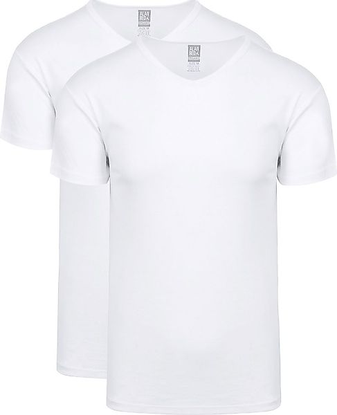 Alan Red Vancouver Organic T-Shirt V-Ausschnitt Weiß 2er-Pack - Größe XL günstig online kaufen