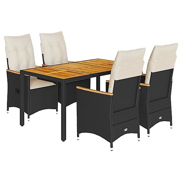 vidaXL 5-Tlg Garten-Essgruppe mit Kissen Schwarz Poly Rattan 3276834 günstig online kaufen