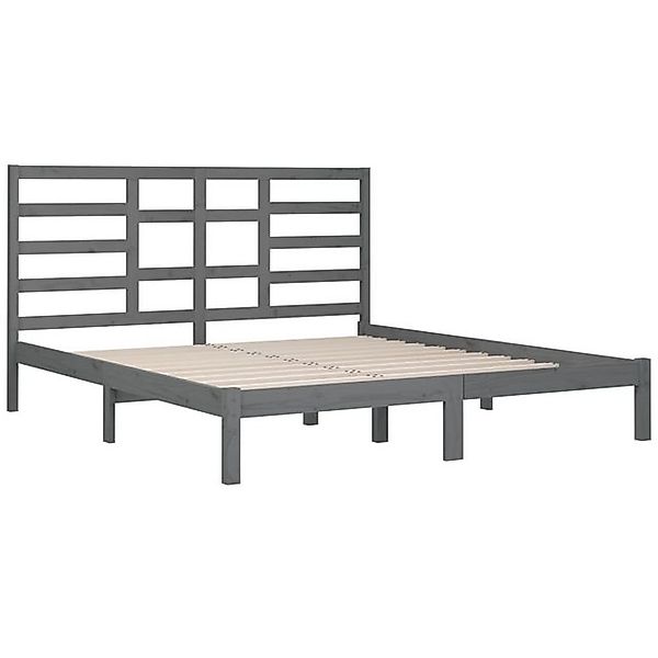 vidaXL Bettgestell Massivholzbett Grau 200x200 cm Bett Holz Bettgestell Dop günstig online kaufen