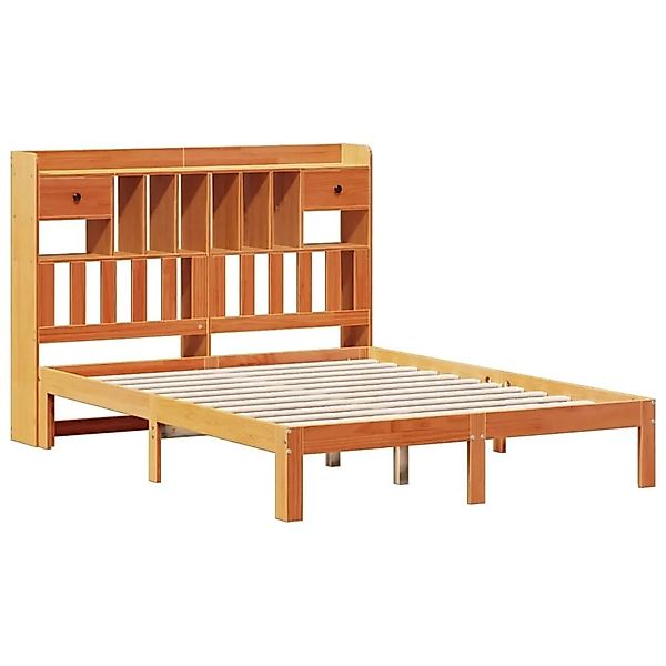 vidaXL Massivholzbett mit Regal ohne Matratze Wachsbraun 140x200 cm 3322619 günstig online kaufen