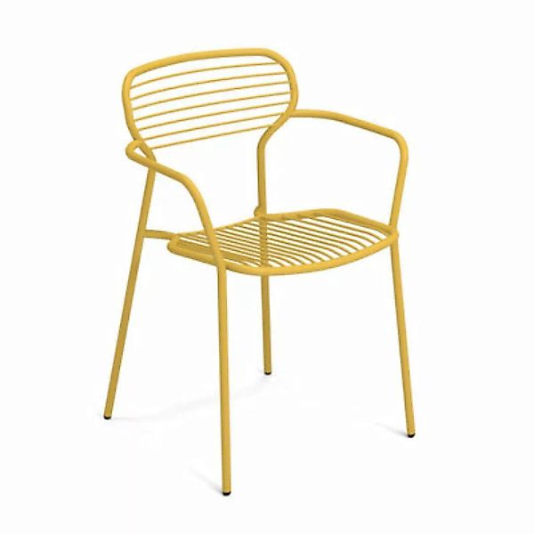 Stapelbarer Sessel Apero metall gelb / Stahl - Emu - Gelb günstig online kaufen
