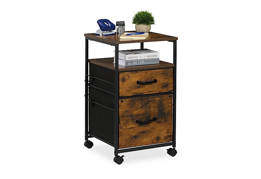 relaxdays Rollcontainer Industrial Rollcontainer 2 Schubladen günstig online kaufen