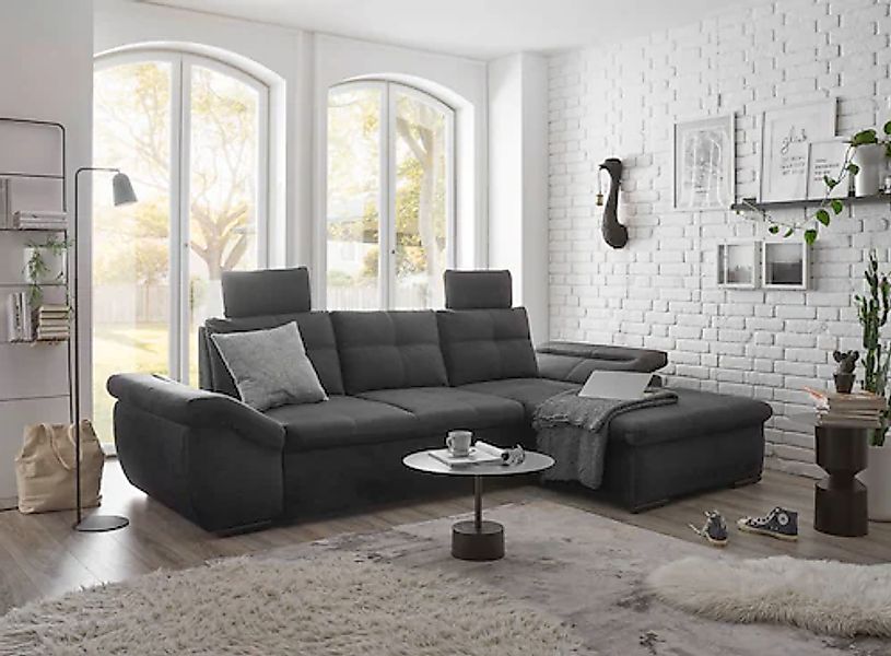 ED EXCITING DESIGN Ecksofa »Alija L-Form«, mit Bettfunktion, Armteilverstel günstig online kaufen