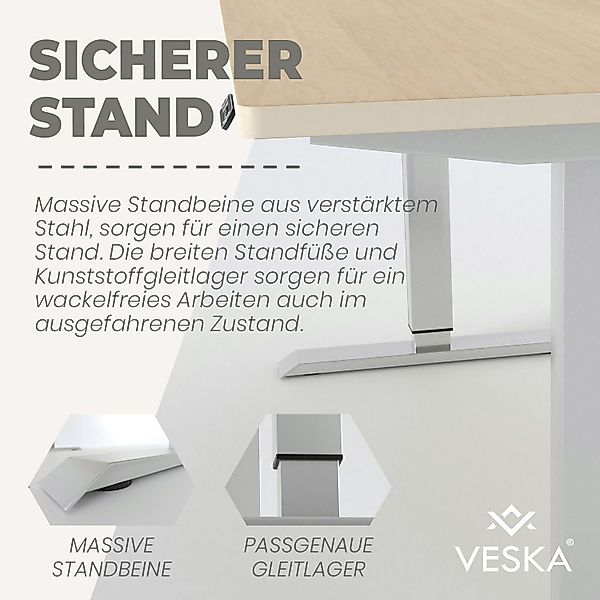 VESKA Schreibtisch Höhenverstellbar 140 x 70 cm - Bürotisch Elektrisch (mit günstig online kaufen