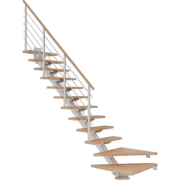 Dolle Mittelholmtreppe Sydney 11 Stufen Buche 1/4gew. Metallteile Weiß FSC® günstig online kaufen