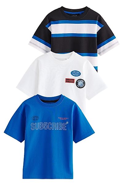 Next Print-Shirt 3er-Pack Relaxed Fit Kurzarm-T-Shirts günstig online kaufen